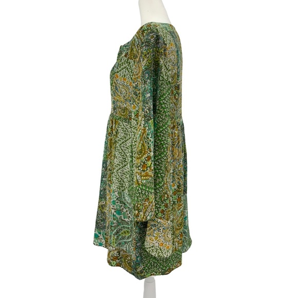 Anthropologie Floreat Green Pattern Angled Sleeve Dress B7 - Picture 7 of 11